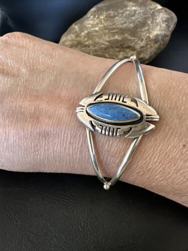 Navajo Denim Lapis Blue Cuff Bracelet | Sterling Silver | Authentic Native American Handmade | 15350