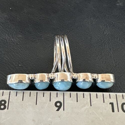 Navajo Blue Larimar Multi-Stone Cluster Ring | Authentic Native American Sterling Silver | Multi-Stone | Sz 7.5 | 17557