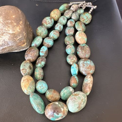 XXL Men's Chunky Spiderweb Turquoise Necklace | Navajo Sterling Silver | 21" | 16239