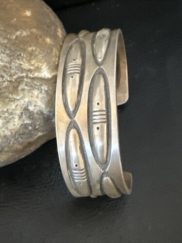 Native American Sterling Silver Navajo Stamped Cuff Bracelet | Authentic Handmade | 15985