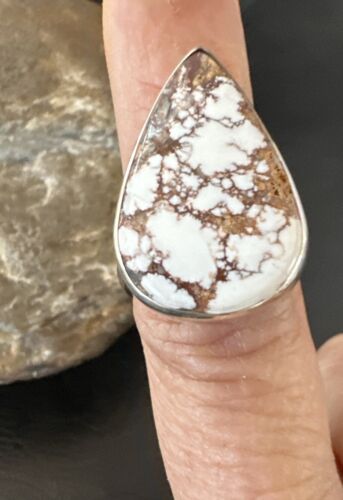 Men's & Women's Wild Horse Turquoise Ring | Navajo Sterling Silver | Sz 7 | Authentic Native American Handmade | 17364