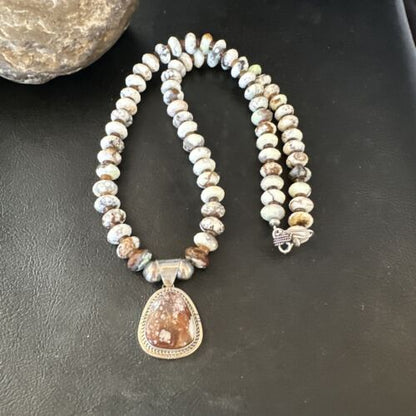 Men's Navajo Wild Horse Necklace Pendant | Sterling Silver | 24" | Authentic Native American Handmade | 15538