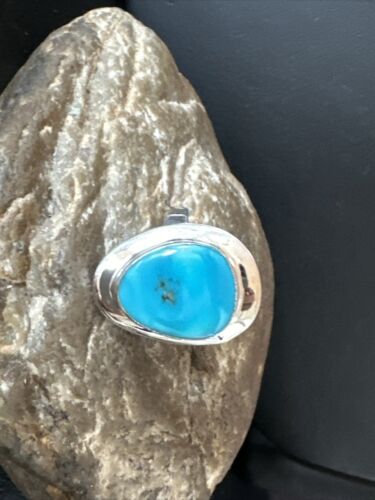 Sterling Silver Blue Kingman Turquoise Ring | Sz 10 | Authentic Native American Handmade | 17600