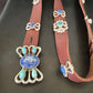 Men's Kingman Turquoise Lapis Concho Belt | Sterling Silver Navajo Tufa | Authentic Native American Handmade | 16682