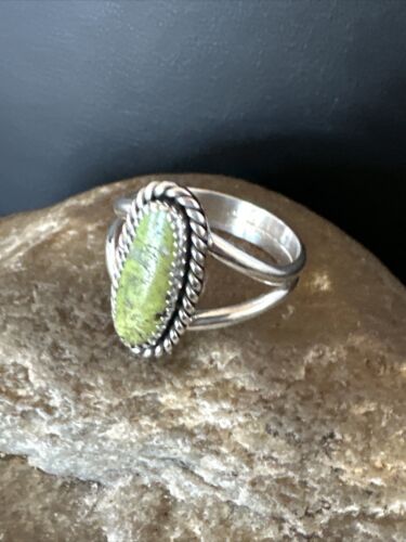 Navajo Green Gaspeite Ring | Sterling Silver | Sz 9.5 | Authentic Native American Handmade | 16397