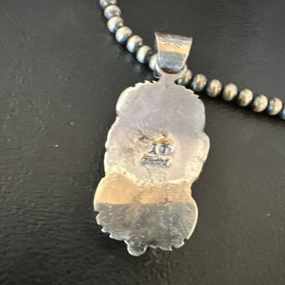 Native American Men's Pendant | Navajo Pearls | Sterling Silver Black Onyx Necklace | 16132