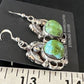 Navajo Green Sonoran Gold Turquoise Dangle Earrings | Sterling Silver | Authentic Native American Handmade | 14915