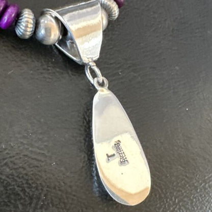 Navajo Faux Opal Pendant | Purple Sugilite Beads | Sterling Silver Necklace 16748