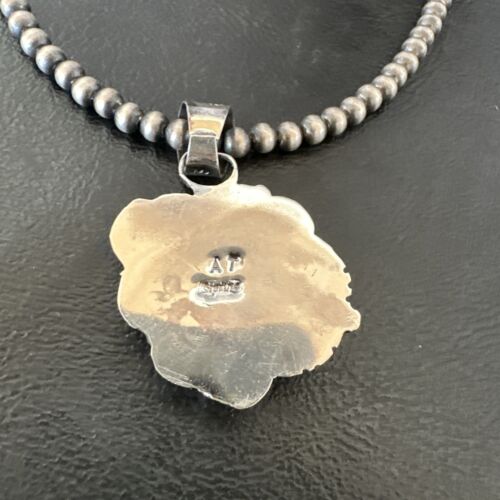 Navajo Orange Spiny Oyster Heart Pendant Necklace | Sterling Silver | Authentic Native American Handmade | 16447