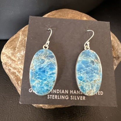 Blue Denim Lapis Dangle Earrings | Sterling Silver | 1" | 15791