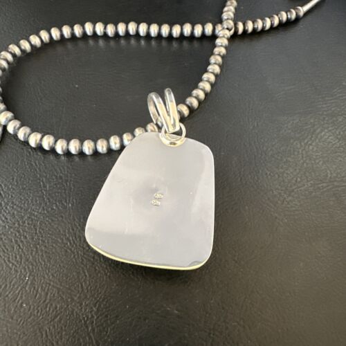Men's Blue #8 Turquoise Pendant Necklace | Navajo Sterling Silver | Authentic Native American Handmade | 14973