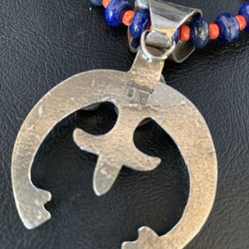 Navajo Blue Lapis Spiny Oyster Naja Pendant Necklace | Sterling Silver | Authentic Native American Handmade | 13708