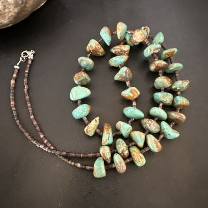 Navajo Royston Turquoise Shell Heishi Bead Necklace | Sterling Silver | 30" | 16955