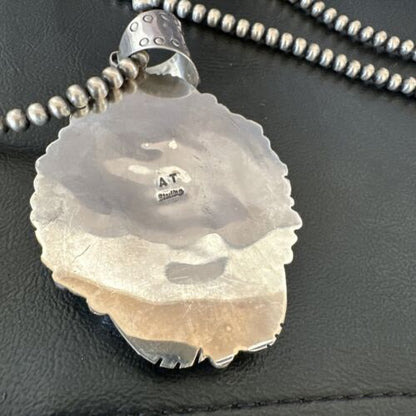 Navajo Purple Charoite Pendant with Pearls | Sterling Silver Necklace | Authentic Native American Handmade | 17154