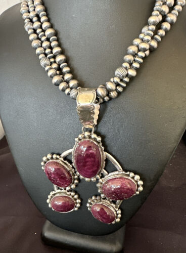 Navajo XL Purple Spiny Cluster Naja Pendant Necklace | Sterling Silver | 21" | 16677