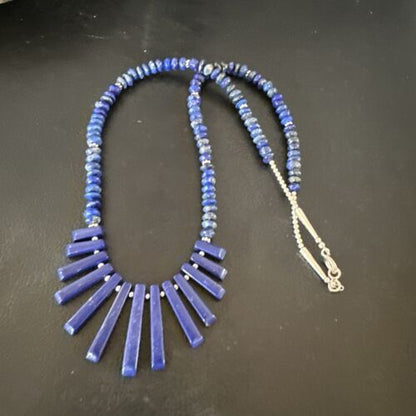 Men's Navajo Blue Lapis Necklace | Sterling Silver | 18" | Authentic Native American Handmade | 15771