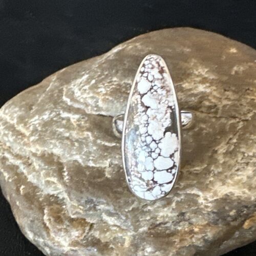Navajo Wild Horse Turquoise Ring | Sterling Silver | Sz 8 Adjustable | Authentic Native American Handmade | 15554