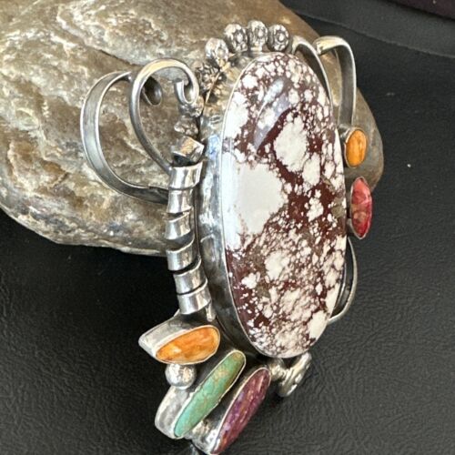 Navajo Women's Spiny Wild Horse Necklace Pendant | Sterling Silver | Multi-Stone | 16104