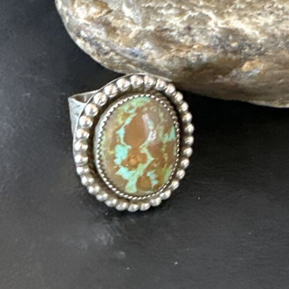 Navajo Blue #8 Turquoise Ring | Sterling Silver | Sz 10 | Authentic Native American Handmade | 15890 - Masha USA