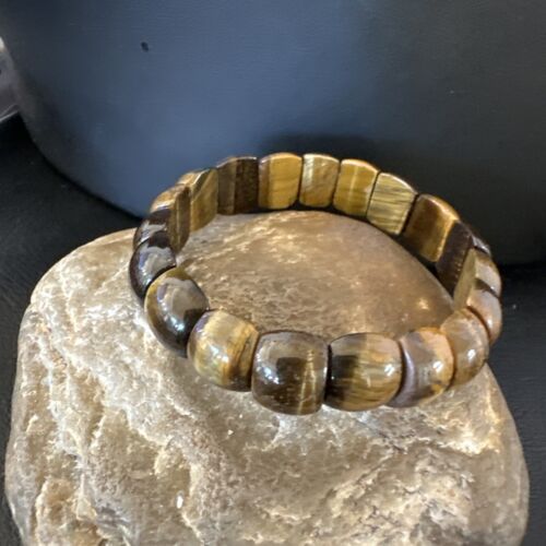 Native American Tigers Eye Stone Stretch Bracelet | Authentic Handmade | 16256