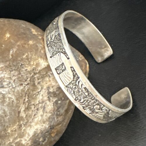 Navajo Stamped Cuff Bracelet | Sterling Silver | Authentic Native American Handmade | 16969