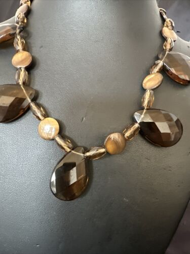 Navajo Smokey Quartz Teardrop Necklace | Sterling Silver | Authentic Native American Handmade | 17495