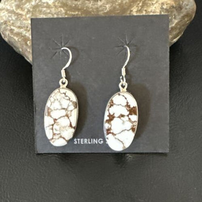 Navajo Wild Horse Turquoise Dangle Earrings | Sterling Silver | Authentic Native American Handmade | 15742