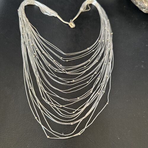 Graduated Bib Heishi Liquid Necklace | Sterling Silver | 24" | 17241