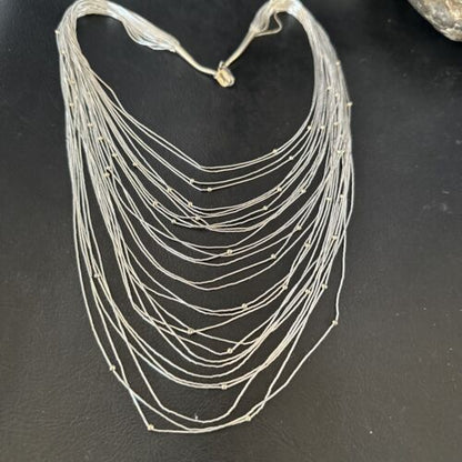 Graduated Bib Heishi Liquid Necklace | Sterling Silver | 24" | 17241
