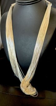 Statement Liquid Silver Heishi Necklace | 100 Strand Sterling Silver | 29" | 16450