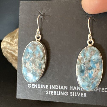 Blue Denim Lapis Dangle Earrings | Sterling Silver | 1" | 15794 - Masha USA