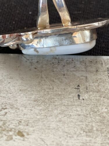 Navajo White Buffalo Turquoise Ring | Sterling Silver | Sz 9 | Authentic Native American Handmade | 00685