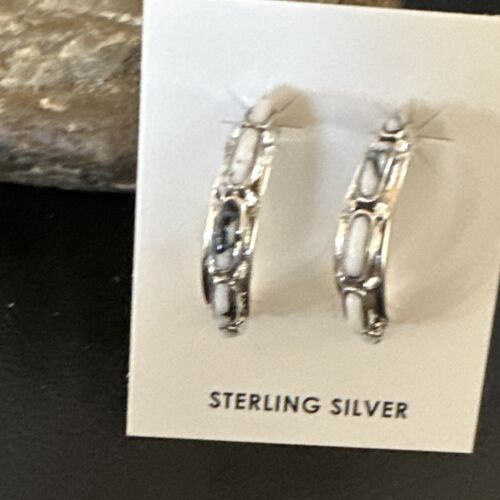 White Buffalo Turquoise Earrings | Sterling Silver | Southwestern Handmade | 1" | 16743