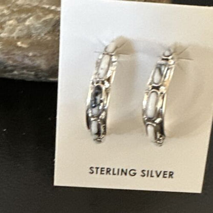 White Buffalo Turquoise Earrings | Sterling Silver | Southwestern Handmade | 1" | 16743