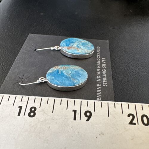 Blue Denim Lapis Dangle Earrings | Sterling Silver | 1" | 15798