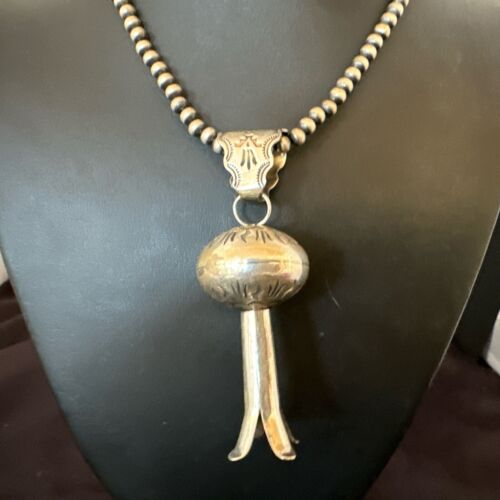 Native American Navajo Sterling Silver Necklace | 3" Naja Pendant | 20" | 16803