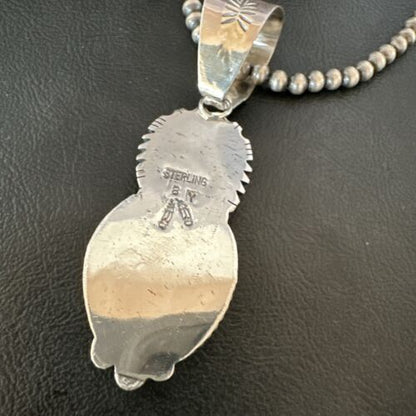 Navajo Blue Kingman Turquoise Spiny Pendant Necklace | Sterling Silver | Multi-Stone | 16824