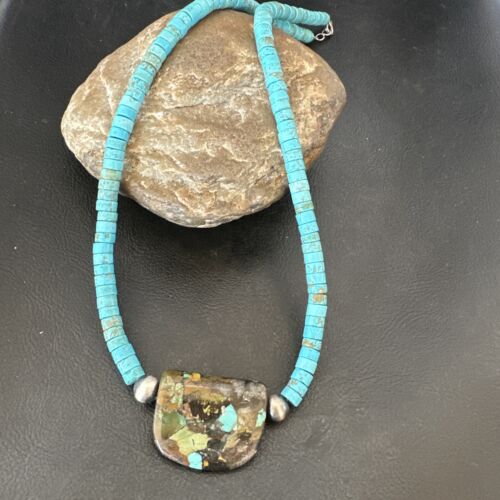Navajo SpiderWeb Turquoise Heishi Pearls Necklace | Sterling Silver | 20" | 17031