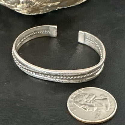 Children's Stamped Cuff Bracelet | Navajo Sterling Silver | Authentic Native American Handmade | 16970