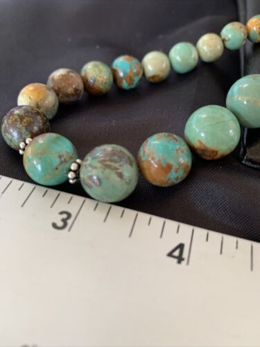 Navajo Green Turquoise & Apple Coral Graduated Necklace | Sterling Silver | Authentic Native American | 18" | 13208