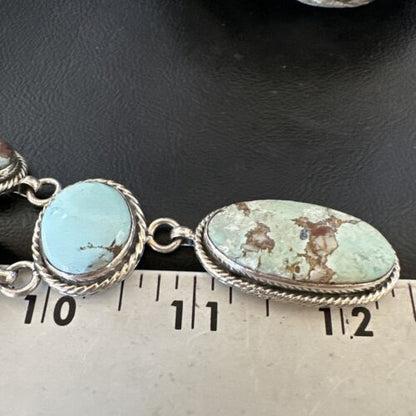 Navajo Blue Golden Hills Turquoise Lariat Necklace Pendant | Sterling Silver | Authentic Native American Handmade | 16282