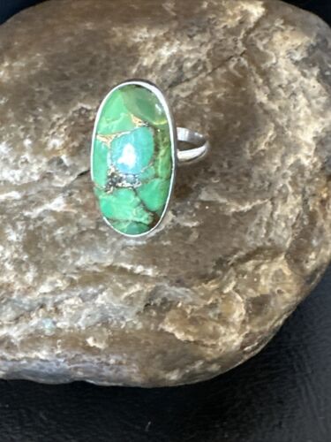 Southwestern Navajo Green Mojave Turquoise Ring | Sterling Silver | Sz 6 | 15598