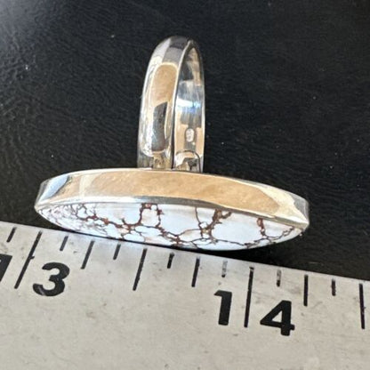 Navajo Wild Horse Turquoise Ring | Sterling Silver | Sz 6 Adjustable | Authentic Native American Handmade | 15552