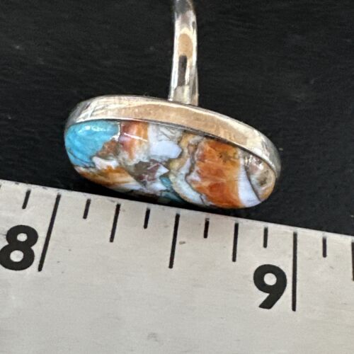 Navajo Turquoise Spiny Oyster Ring | Sterling Silver | Sz 8 | Authentic Native American Handmade | 16614