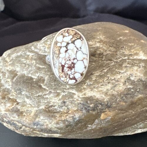 Men's and Women's Wild Horse Turquoise Ring | Navajo Sterling Silver | Sz 8 | 17281