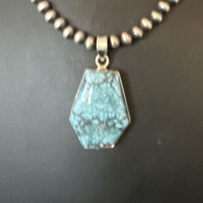 Men's Spiderweb Turquoise Pendant | Navajo Pearls Sterling Silver Necklace | Authentic Native American | 15532