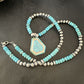 Navajo Turquoise Inlay Pendant Necklace | Sterling Silver | Authentic Native American Handmade | 17077