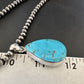 Blue Kingman Turquoise Pendant | Navajo Pearls | Sterling Silver Necklace 20" | 16672