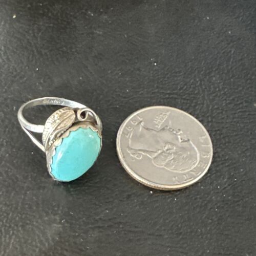 Navajo Blue Kingman Turquoise Ring | Sterling Silver | Sz 8 | Authentic Native American Handmade | 15355