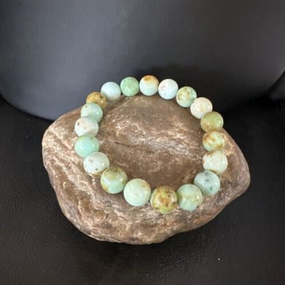 Women's Green Turquoise Stretch Bracelet | 10mm Stone | 7" | 15242